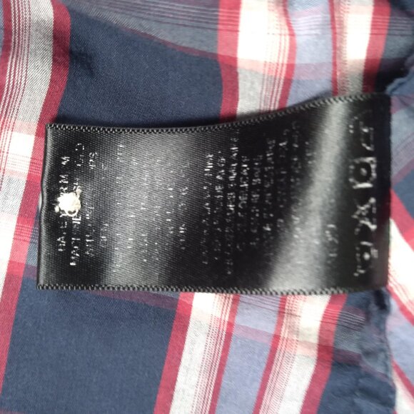 Travis Mathew Men’s Plaid Button-Up Shirt Large Short Sleeve Navy Red - Picture 14 of 16